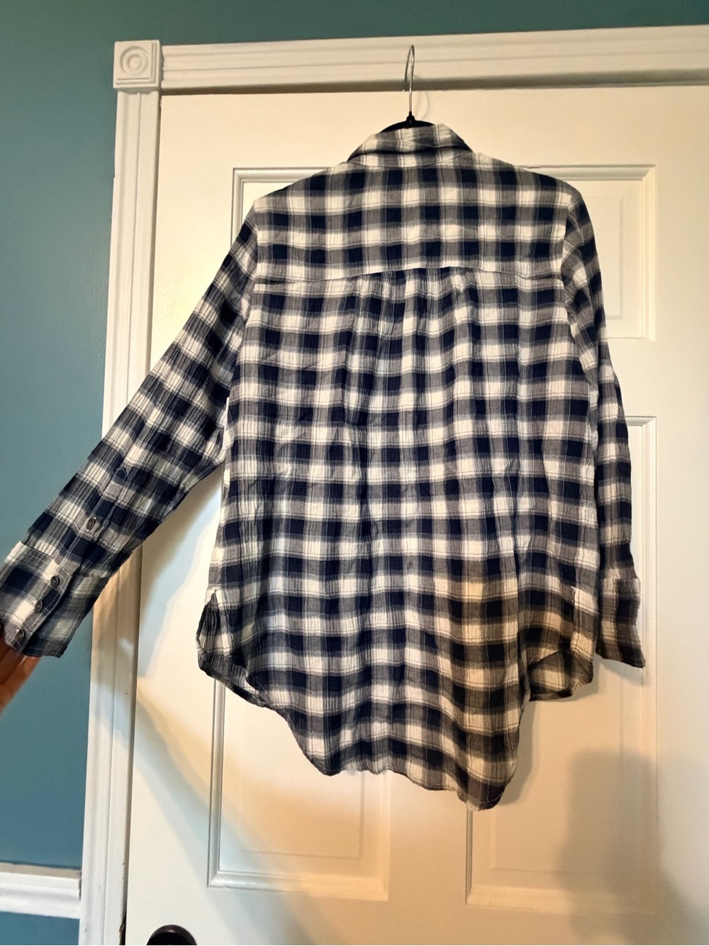 Caslon Navy and White Plaid Shirt - Picture 3 of 3